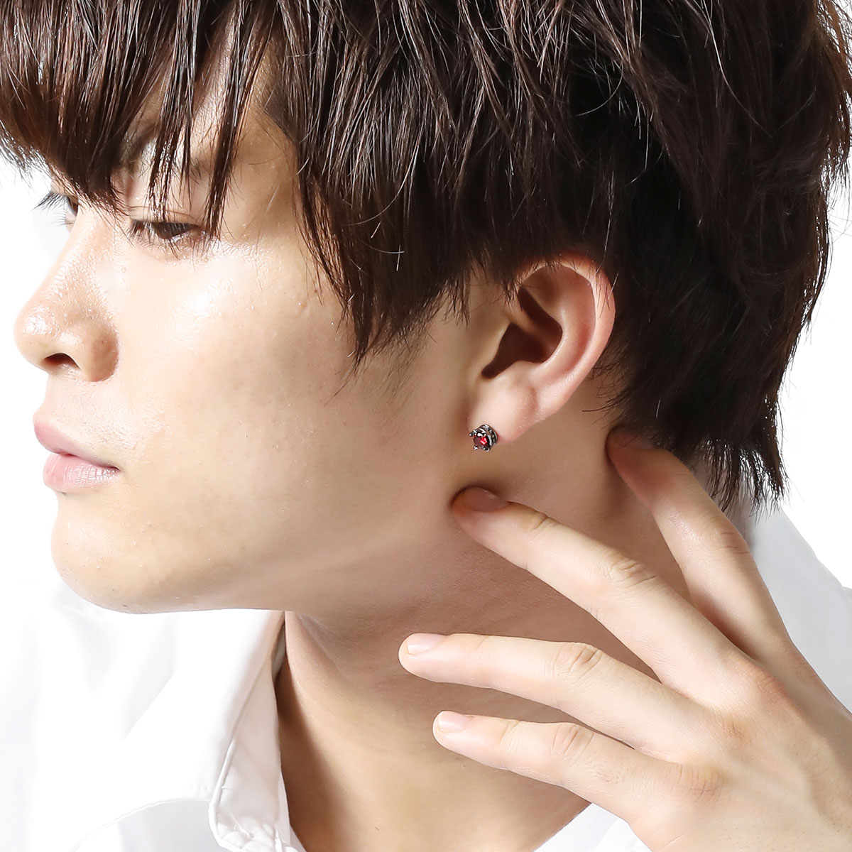 スタッドピアス メンズ 片耳用 シルバー925 キュービックジルコニア 4本爪 シリコンキャッチ 外