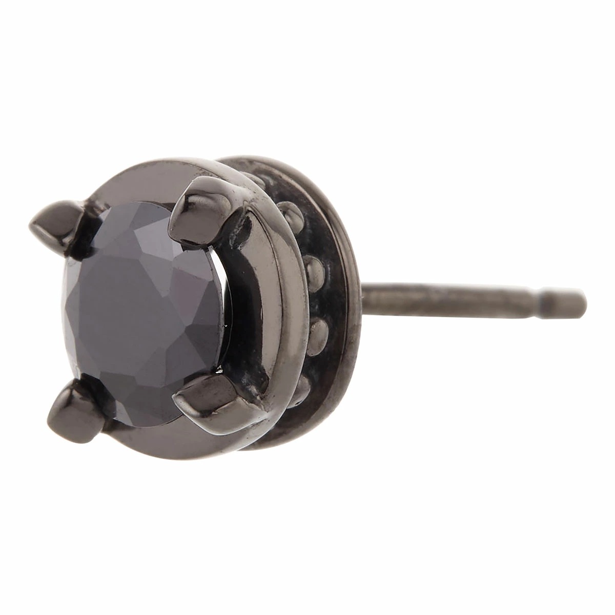 スタッドピアス メンズ 片耳用 シルバー925 キュービックジルコニア 4本爪 シリコンキャッチ 外