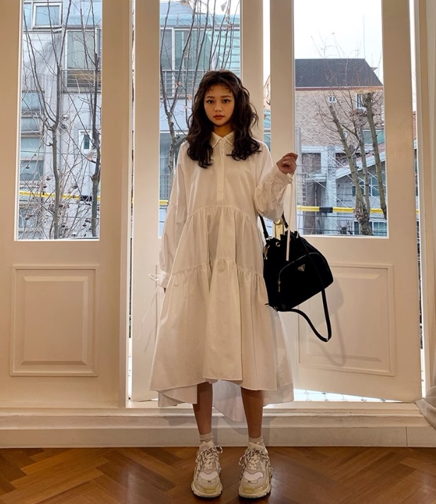 レディース ワンピース 膝下 長袖 かわいい きれいめ シンプル 上品 おしゃれ レトロ こなれ感 ガーリー 無地 春 秋 学生 学校 通学 デート お出かけ 旅行 海 公園 女子会 休日