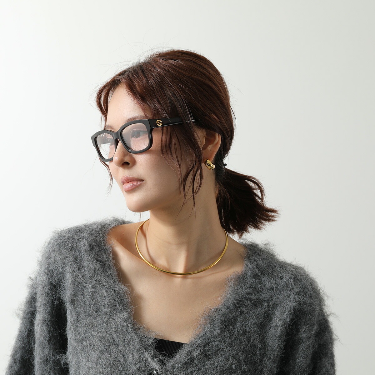 GUCCI グッチ メガネ GG1259O レディース スクエア型 めがね 眼鏡 GGメタルロゴ セルフレーム アイウェア ダテ 伊達メガネ 005/HavanaHavanaTransparen