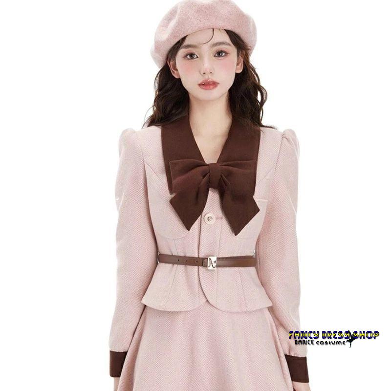 和服コスチュームコスチューム体型カバー 韓国 カーキ ピンク 【制服標準装備】卒業式 フォマールスーツ 30代 レディース スーツ 入園 セットアップ 服装 4点セット レディース 20代 おしゃ