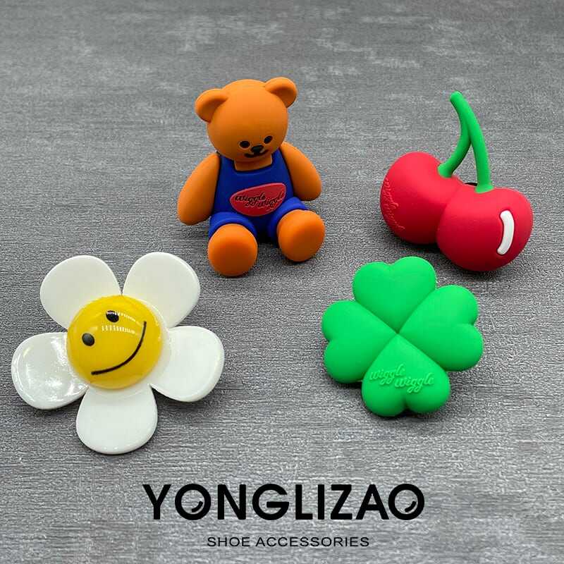 シリコンチャーム サンダル レトロ カラフル クマ テディ ベア チェリー さくらんぼ 四つ葉 クローバー スマイリー フラワー 花 かわいい 大人可愛い きれいめ シンプル カジュアル 大人 lsh