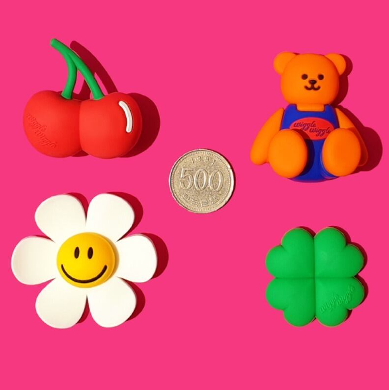 シリコンチャーム サンダル レトロ カラフル クマ テディ ベア チェリー さくらんぼ 四つ葉 クローバー スマイリー フラワー 花 かわいい 大人可愛い きれいめ シンプル カジュアル 大人 lsh