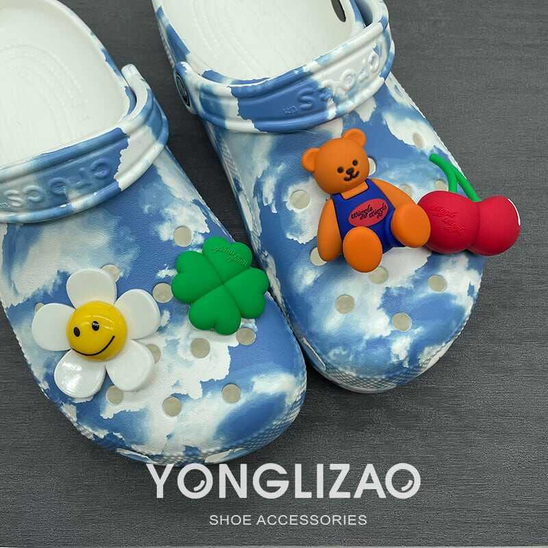 シリコンチャーム サンダル レトロ カラフル クマ テディ ベア チェリー さくらんぼ 四つ葉 クローバー スマイリー フラワー 花 かわいい 大人可愛い きれいめ シンプル カジュアル 大人 lsh