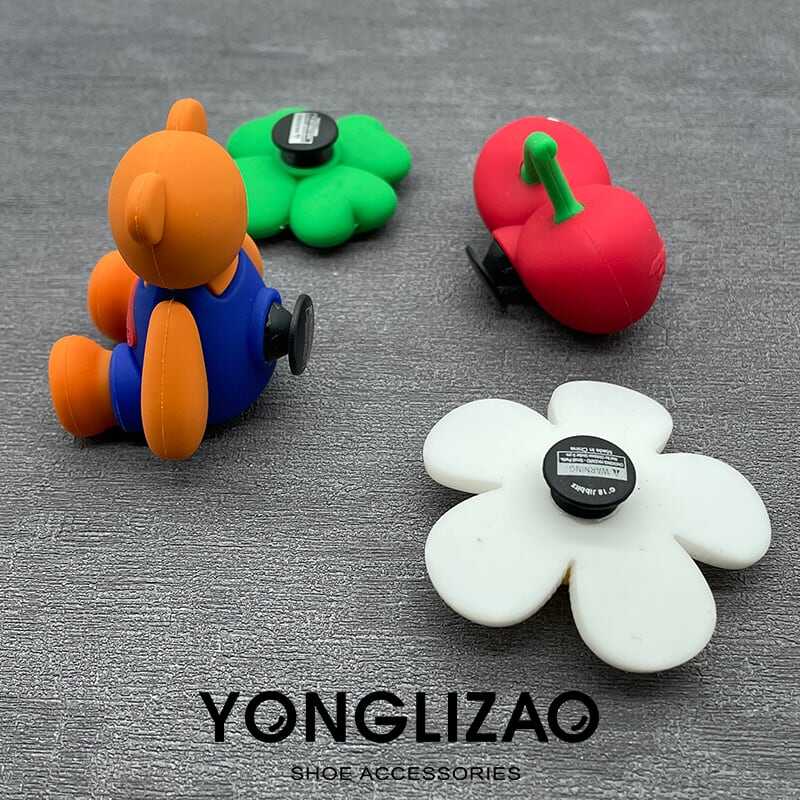 シリコンチャーム サンダル レトロ カラフル クマ テディ ベア チェリー さくらんぼ 四つ葉 クローバー スマイリー フラワー 花 かわいい 大人可愛い きれいめ シンプル カジュアル 大人 lsh