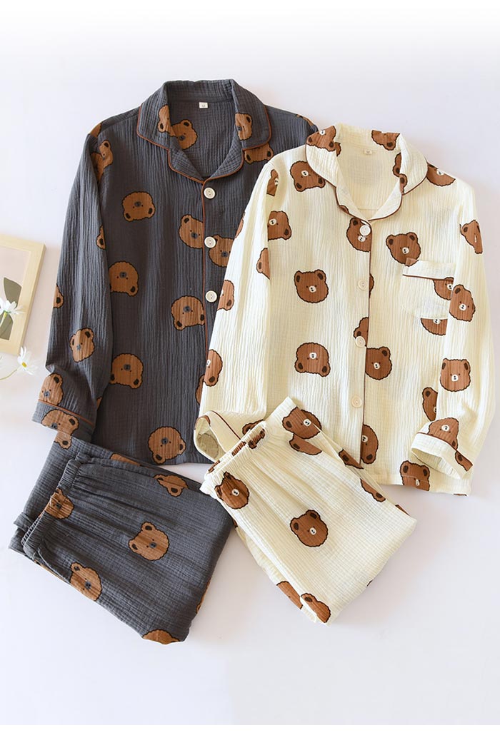 【2025新作】カップル お揃い ペアルック パジャマ 長袖 ダブルガーゼ パジャマ 綿100% ルームウエア 上下セット 前開き ガーゼパジャマ 部屋着 セットアップ クマ柄 クリスマス プレゼント 【2025新作】カップル お揃い ペアルック パジャマ 長袖 ダブルガーゼ パジャマ 綿100% ルームウエア 上下セット 前開き ガーゼパジャマ 部屋着 セットアップ クマ柄 クリスマス プレゼント