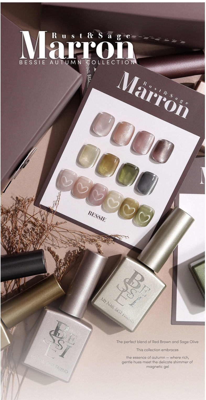 [BESSIE] 【Marron】 Rust and Sage [ 8色 セット] マグネットグリッタージェル