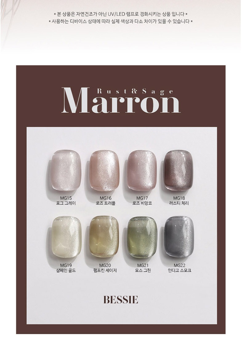 [BESSIE] 【Marron】 Rust and Sage [ 8色 セット] マグネットグリッタージェル