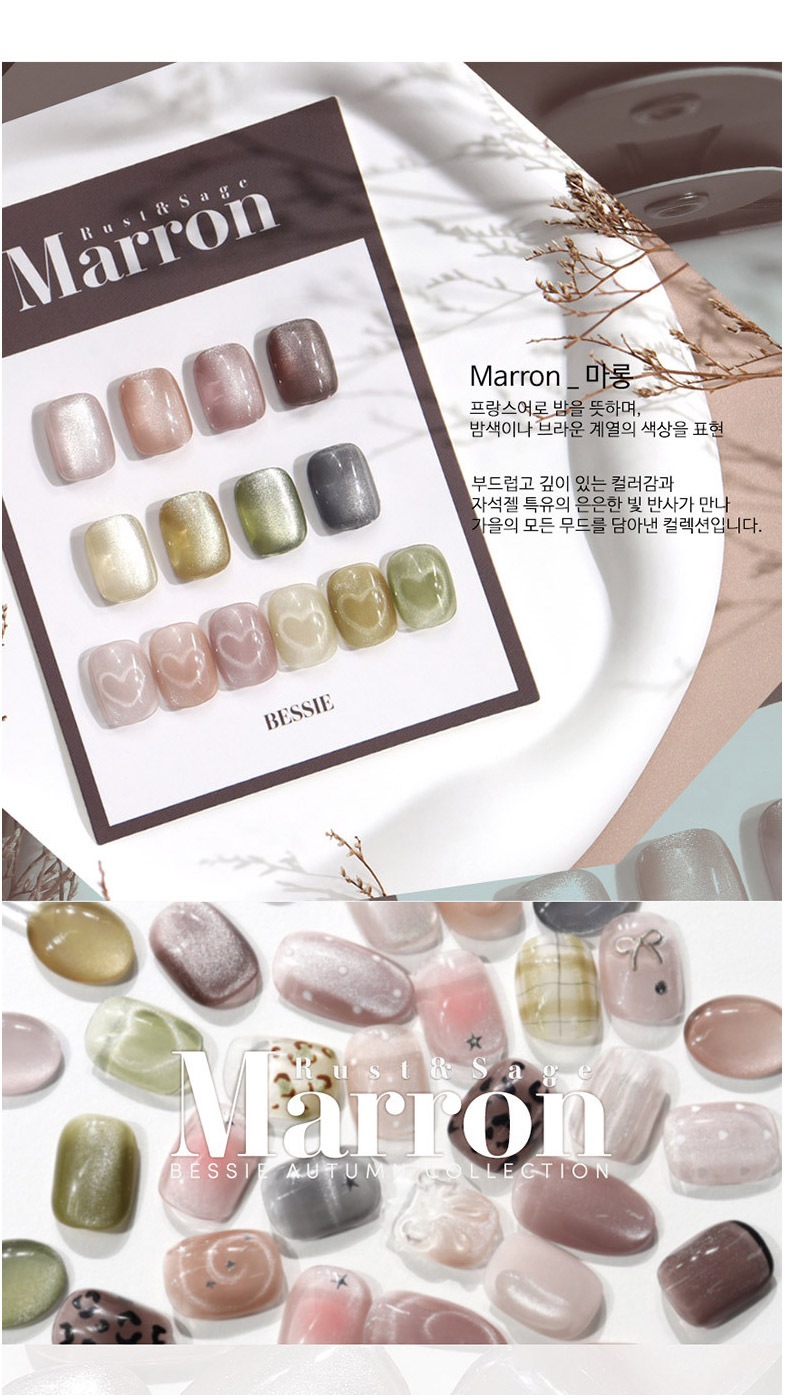 [BESSIE] 【Marron】 Rust and Sage [ 8色 セット] マグネットグリッタージェル