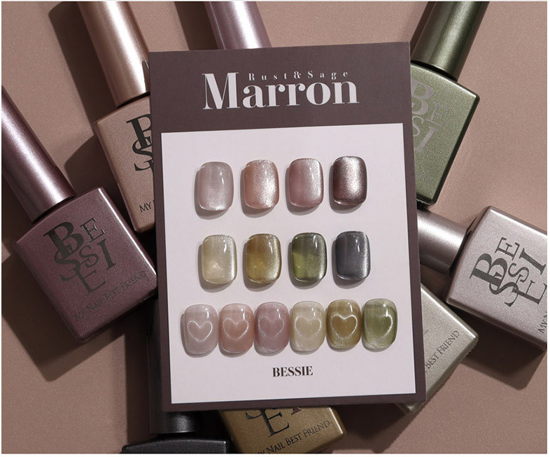 [BESSIE] 【Marron】 Rust and Sage [ 8色 セット] マグネットグリッタージェル