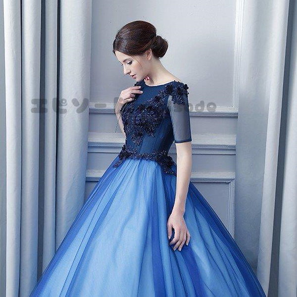 未使用級 ダイアナ　絵画　ブライダル　ドレス　演奏会　レース　青 未使用級 ダイアナ 絵画 ブライダル ドレス 演奏会 レース 青 未使用級