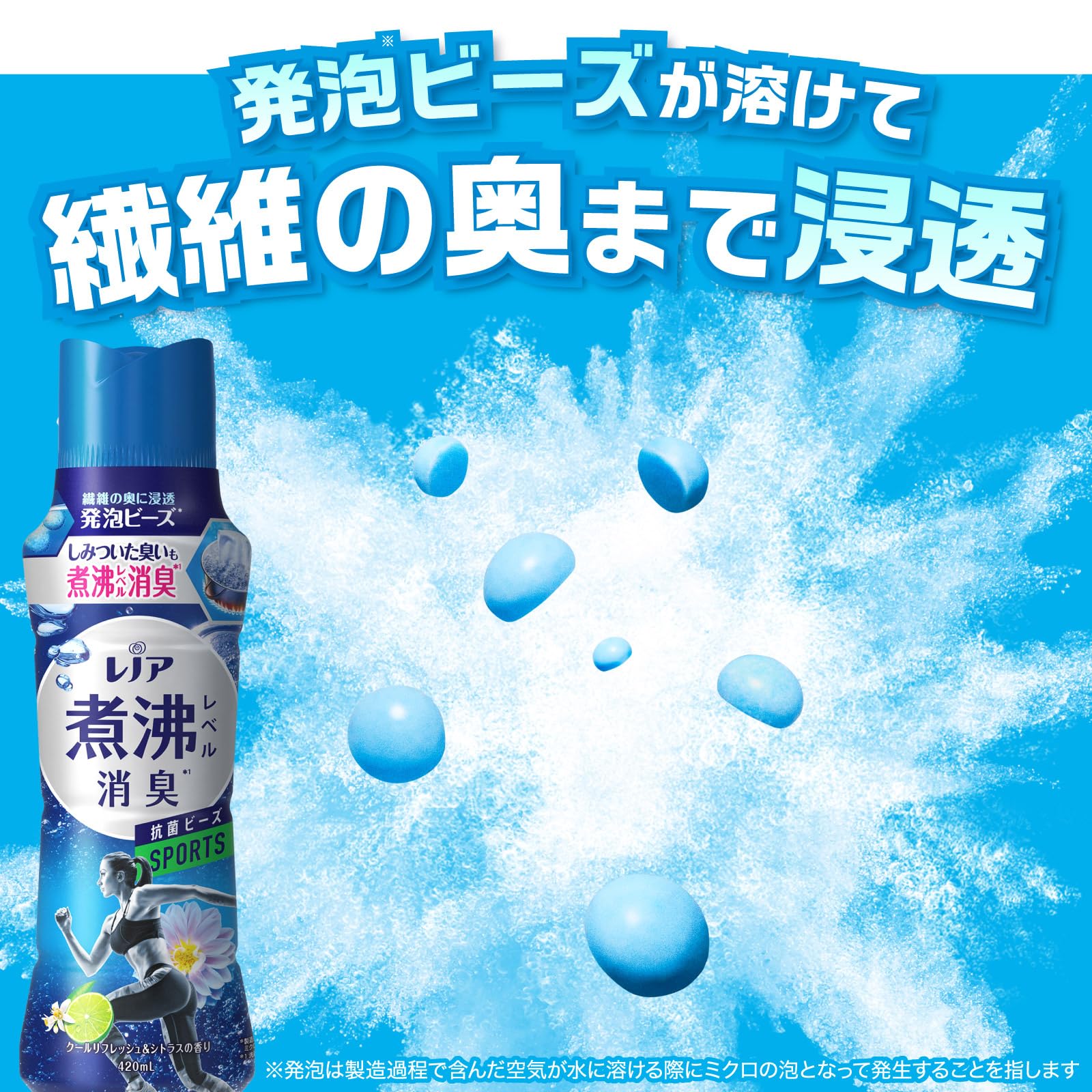 レノア 超消臭 煮沸レベル消臭 抗菌ビーズ SPORTS クールリフレッシュ&シトラス 詰め替え 1,810mL×4袋 [大容量] [ケース品]