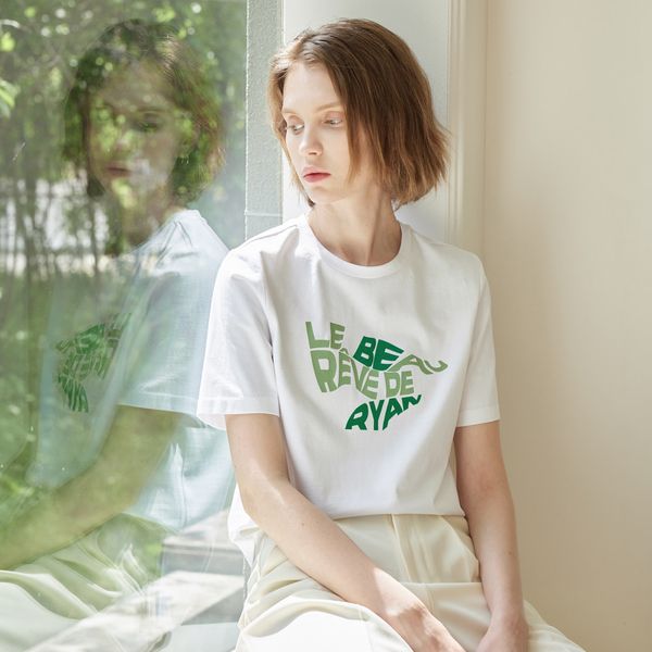 (リアーナニューヨーク) コットンベルベットレタリング T シャツ RRDWTP010 (リアーナニューヨーク) コットンベルベットレタリング T シャツ RRDWTP010