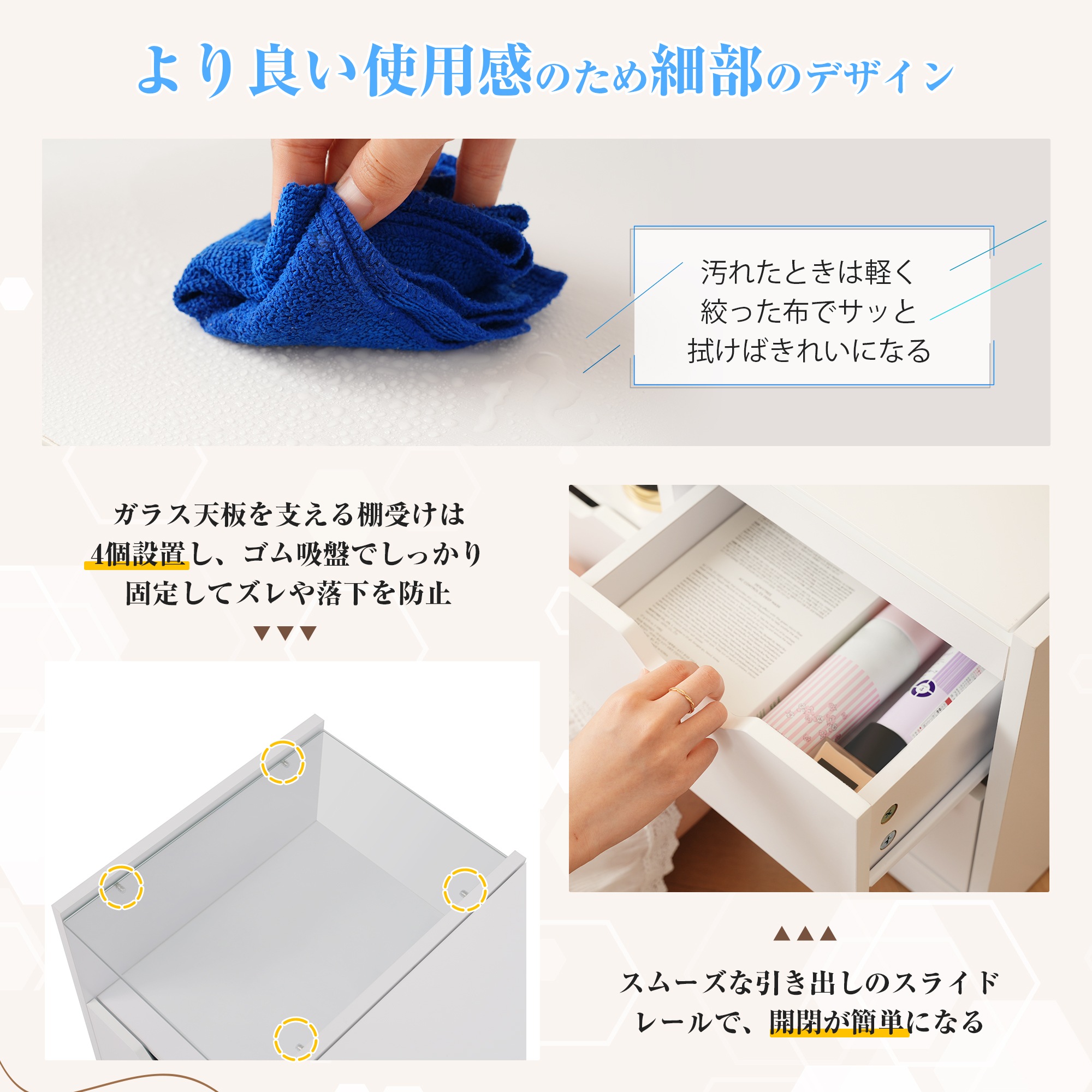 58ドレッサーテーブル ドレッサー 化粧台 リビングテーブル 3色LED テーブル 鏡台 1台2役 ライト付き 女優ミラー 引き出し コンパクト 多機能 収納 メイク台 シンプル 大容量 可愛い