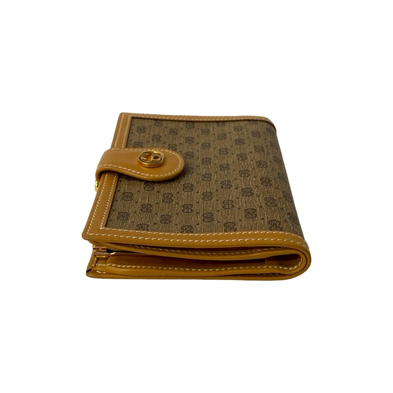 ヴィンテージ マイクロGG ロゴ 金具二つ折り財布 レザー PVC ブラウン 60487 ヴィンテージ マイクロGG ロゴ 金具二つ折り財布 レザー PVC ブラウン 60487