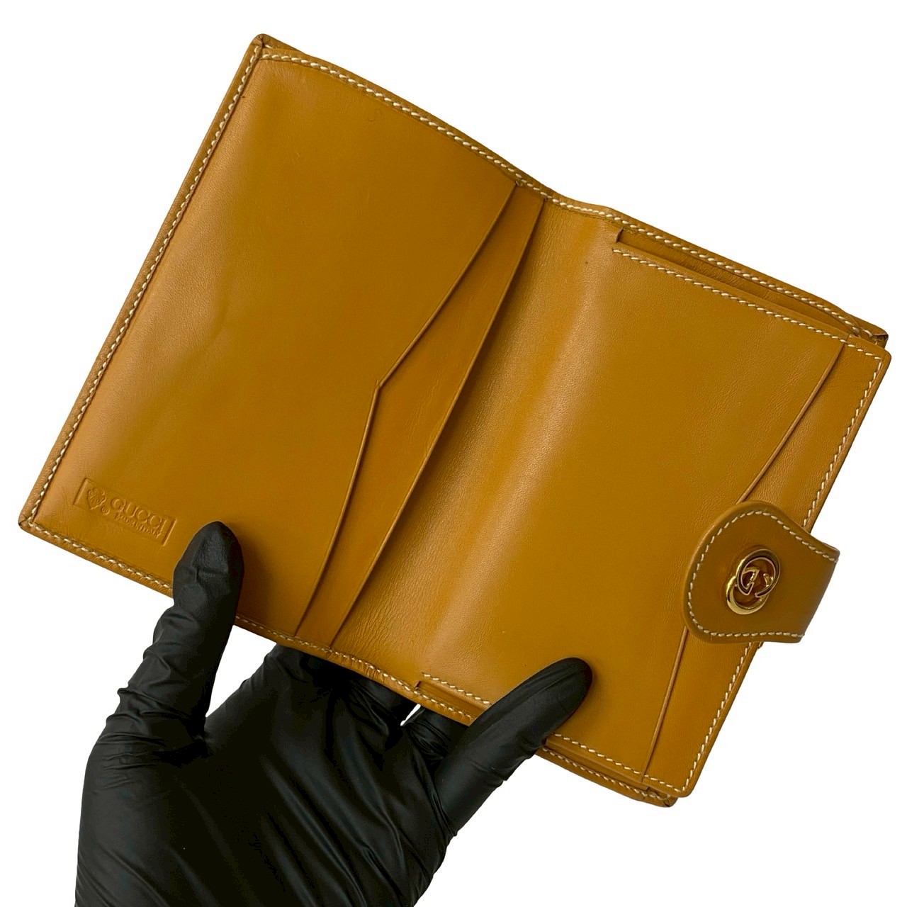 ヴィンテージ マイクロGG ロゴ 金具二つ折り財布 レザー PVC ブラウン 60487 ヴィンテージ マイクロGG ロゴ 金具二つ折り財布 レザー PVC ブラウン 60487