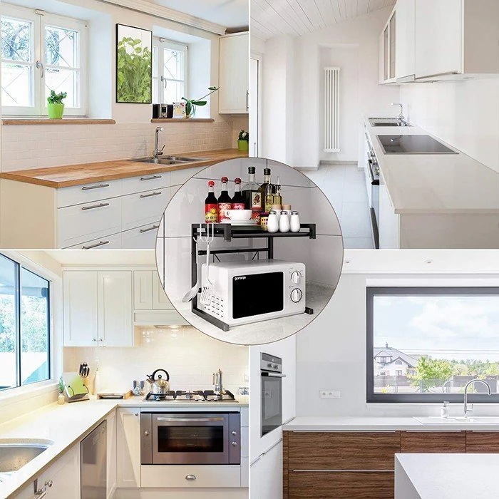 キッチン収納棚 幅45-60cm伸縮式レンジ台 スチールラック レンジ上ラック 荷重30kg キッチン収納棚 幅45-60cm伸縮式レンジ台 スチールラック レンジ上ラック 荷重30kg