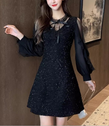 レディース ドレス ブラックドレス ショート 長袖 Vネック スリム 細身 Aライン フリル リボン ハイウエスト 透け感 かわいい 大人可愛い きれいめ カジュアル 上品 おしゃれ レトロ ガーリー レディース ドレス ブラックドレス ショート 長袖 Vネック スリム 細身 Aライン フリル リボン ハイウエスト 透け感 かわいい 大人可愛い きれいめ カジュアル 上品 おしゃれ レトロ ガーリー