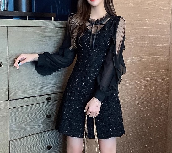 レディース ドレス ブラックドレス ショート 長袖 Vネック スリム 細身 Aライン フリル リボン ハイウエスト 透け感 かわいい 大人可愛い きれいめ カジュアル 上品 おしゃれ レトロ ガーリー レディース ドレス ブラックドレス ショート 長袖 Vネック スリム 細身 Aライン フリル リボン ハイウエスト 透け感 かわいい 大人可愛い きれいめ カジュアル 上品 おしゃれ レトロ ガーリー