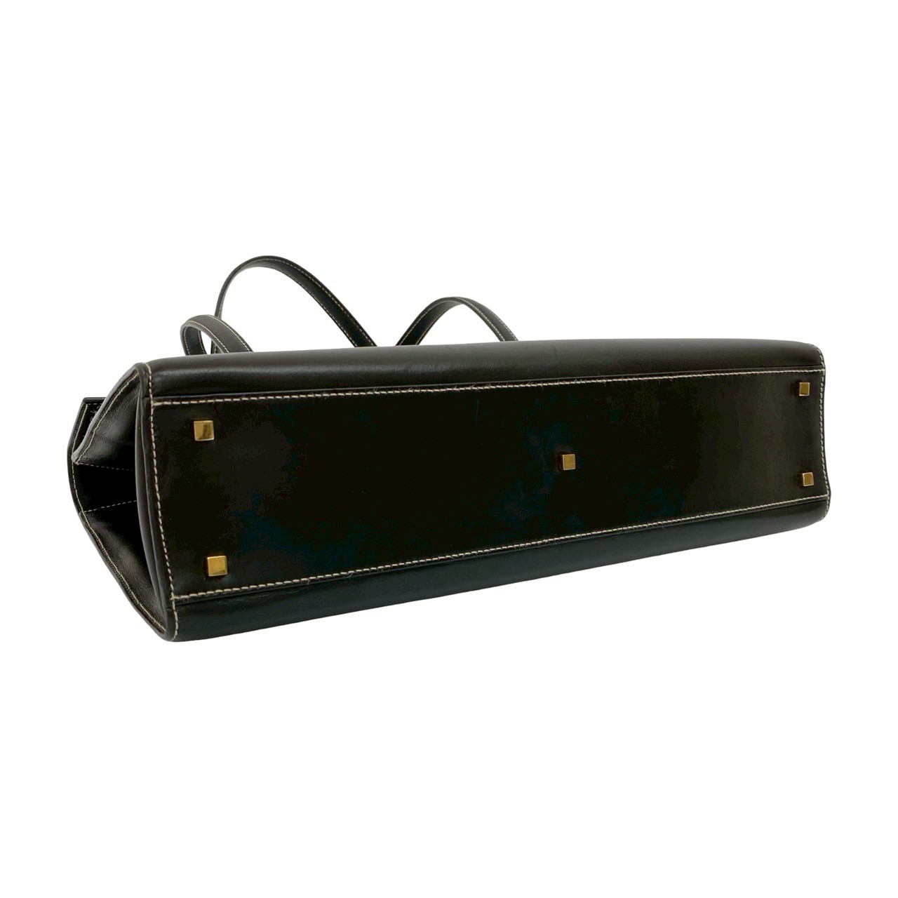 ヴィンテージ ロゴ 金具ハンドバッグ レザー ブラック 46147 ヴィンテージ ロゴ 金具ハンドバッグ レザー ブラック 46147