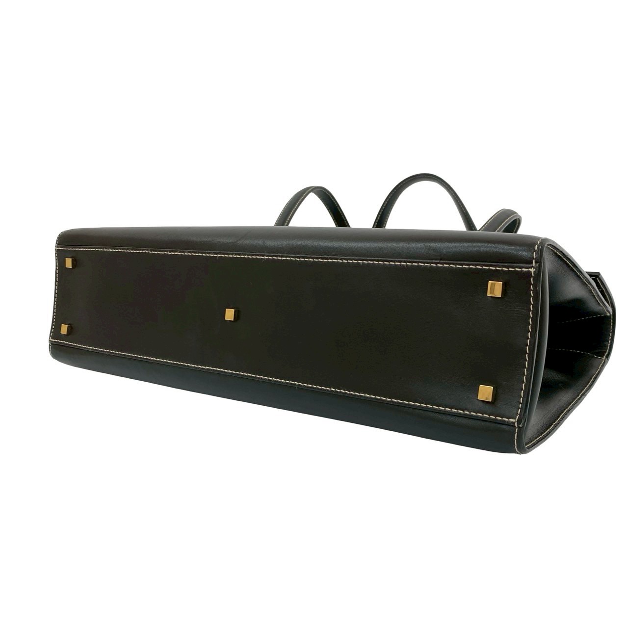 ヴィンテージ ロゴ 金具ハンドバッグ レザー ブラック 46147 ヴィンテージ ロゴ 金具ハンドバッグ レザー ブラック 46147