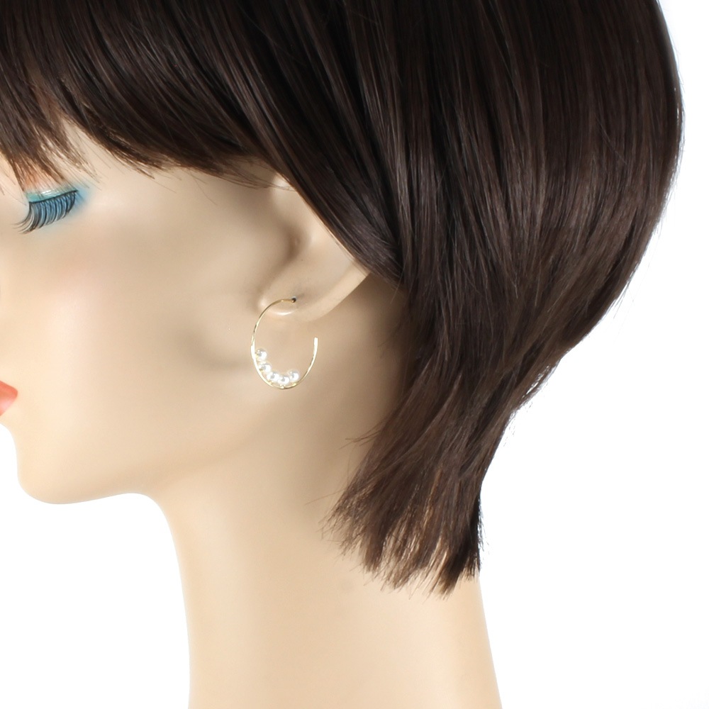 フープ風 ピアス 10金 K10ゴールド 淡水パール 10珠 新品 フープ風 ピアス 10金 K10ゴールド 淡水パール 10珠 新品