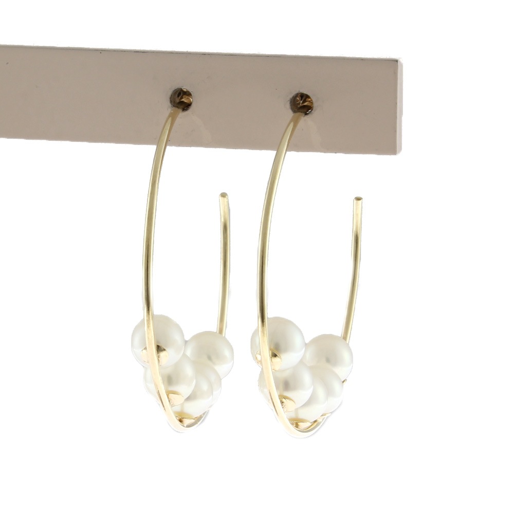 フープ風 ピアス 10金 K10ゴールド 淡水パール 10珠 新品 フープ風 ピアス 10金 K10ゴールド 淡水パール 10珠 新品