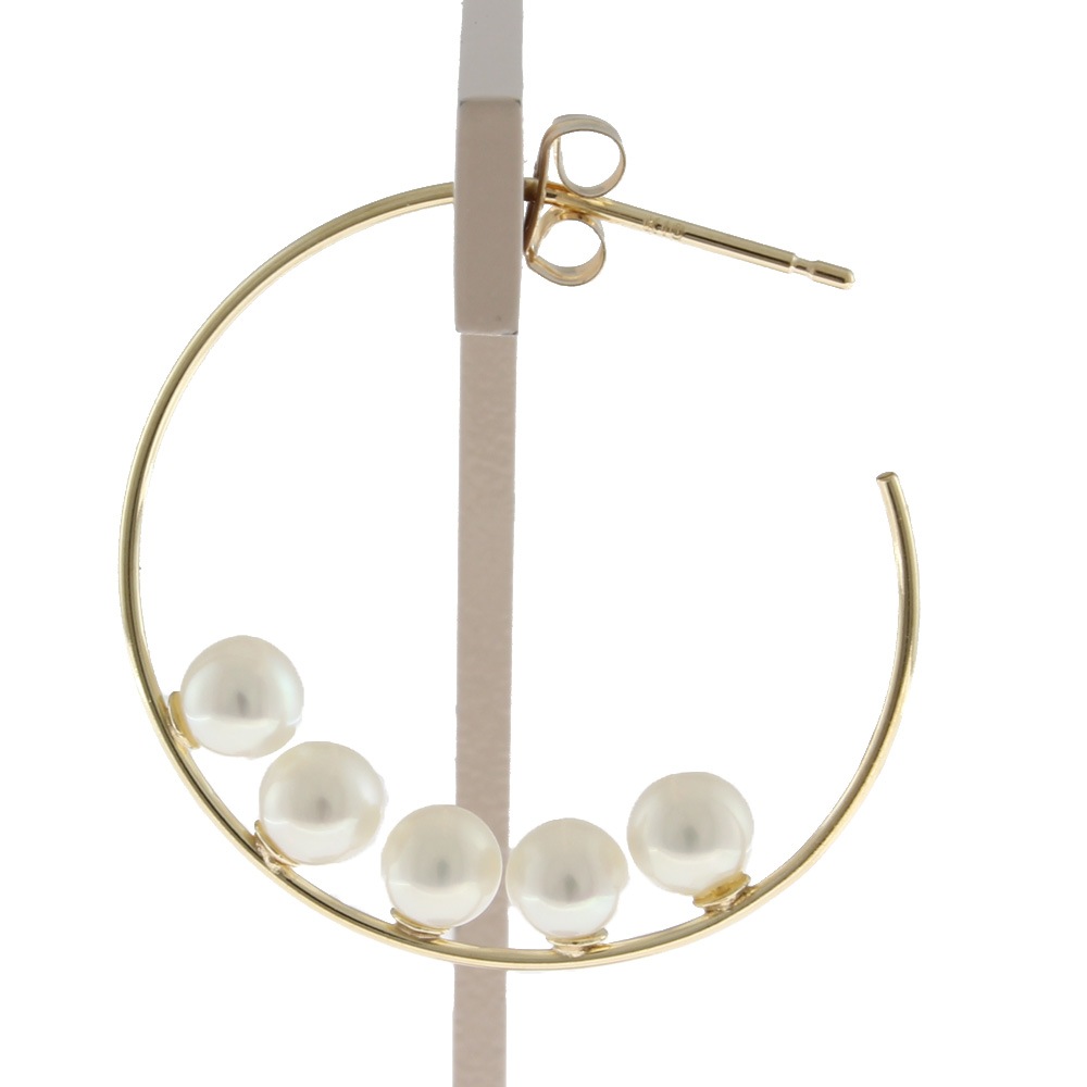 フープ風 ピアス 10金 K10ゴールド 淡水パール 10珠 新品 フープ風 ピアス 10金 K10ゴールド 淡水パール 10珠 新品