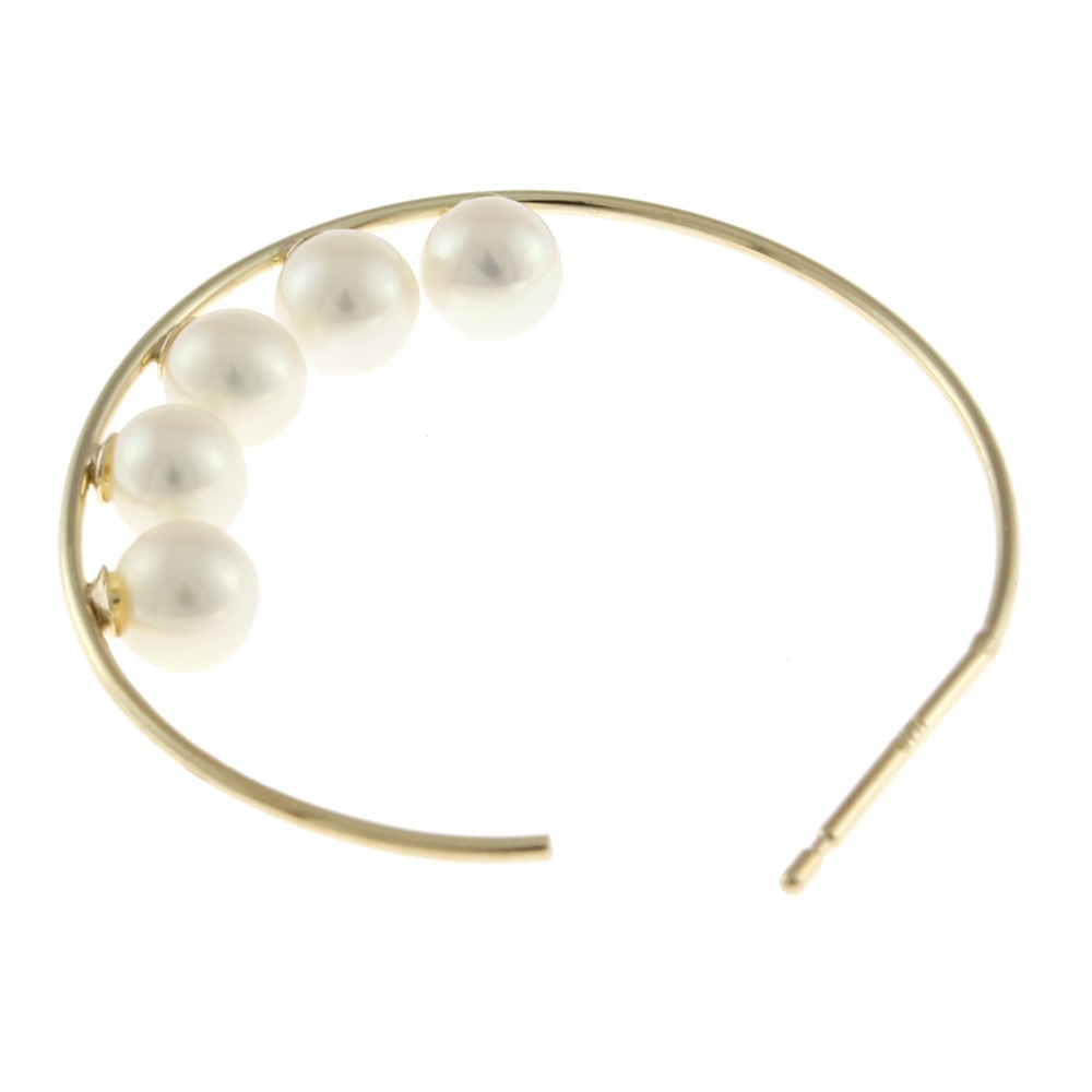 フープ風 ピアス 10金 K10ゴールド 淡水パール 10珠 新品 フープ風 ピアス 10金 K10ゴールド 淡水パール 10珠 新品