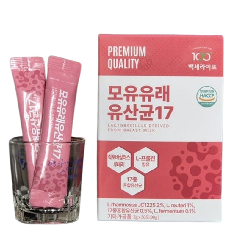 百歳ライフ 母乳由来乳酸菌 17種混合乳酸菌 ラクトバチルス・ロイテリ & プロリン配合 3箱(90包入り)・3ヶ月分 百歳ライフ 母乳由来乳酸菌 17種混合乳酸菌 ラクトバチルス・ロイテリ & プロリン配合 3箱(90包入り)・3ヶ月分