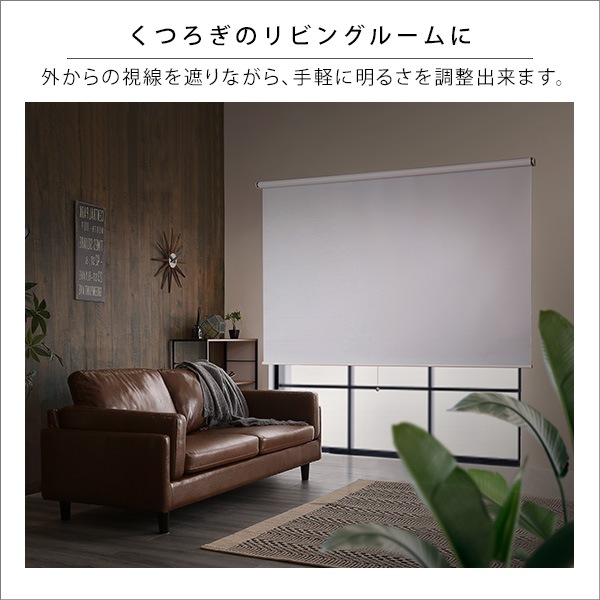 壁空け不要 つっぱりロールスクリーン 幅180cm 遮光タイプ