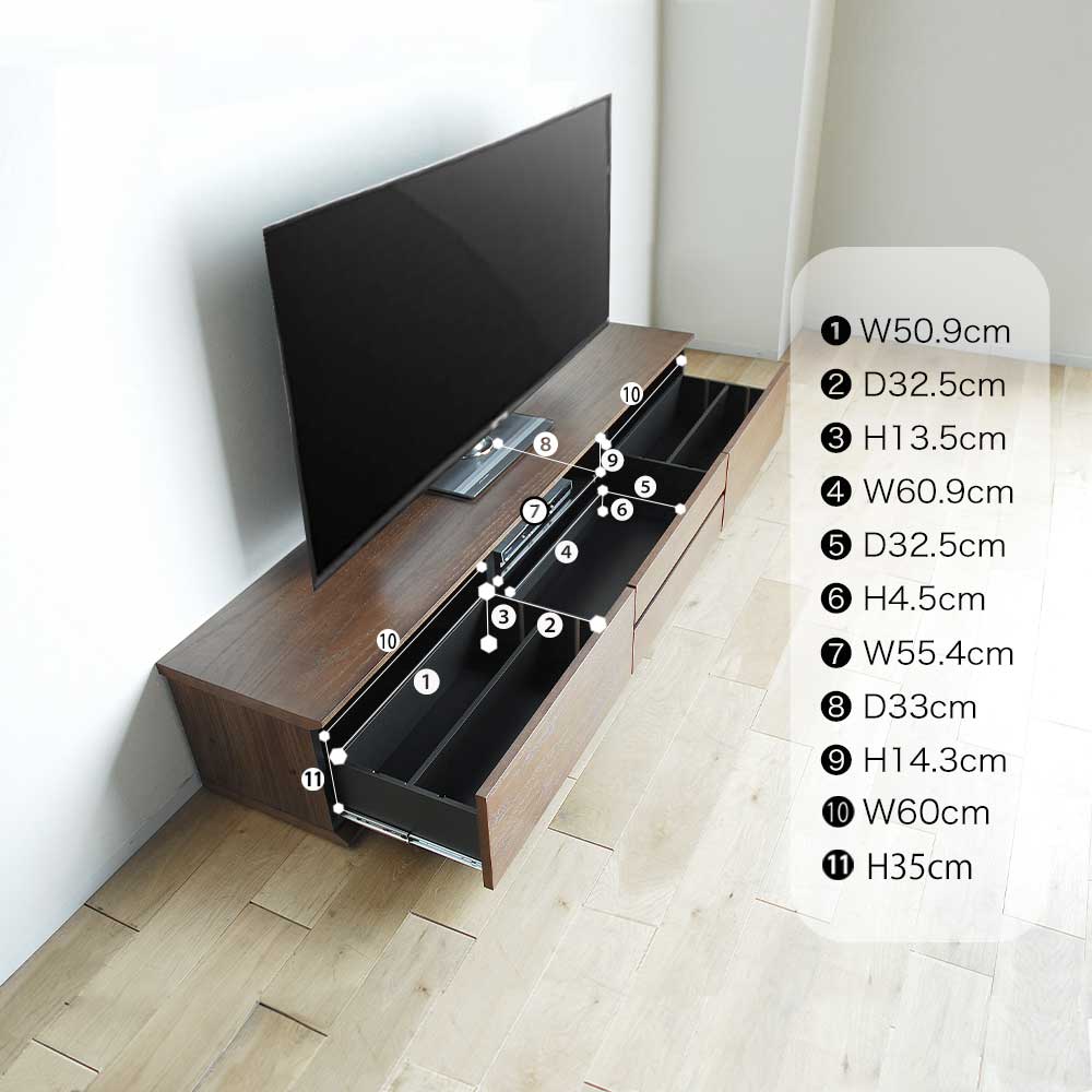 テレビボード ローボード リビングボード H36cm 収納 引き出し 木製 シンプル 180cm NA オーク色 BR ショコラ色 レッドオーク adpt
