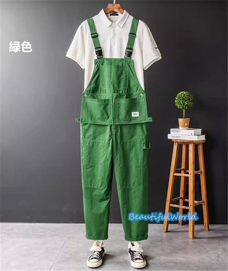 サロペット メンズ オーバーオール 無地 つなぎ オールインワン