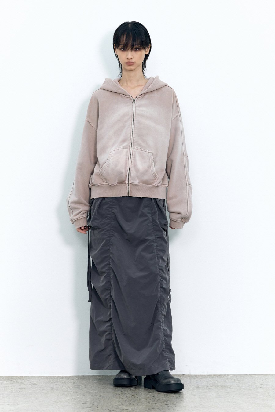 【INSILENCE】 WASHING DART HOODED ZIP-UP : SAGE BROWN 【INSILENCE】 WASHING DART HOODED ZIP-UP : SAGE BROWN