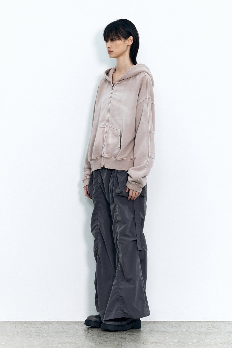 【INSILENCE】 WASHING DART HOODED ZIP-UP : SAGE BROWN 【INSILENCE】 WASHING DART HOODED ZIP-UP : SAGE BROWN