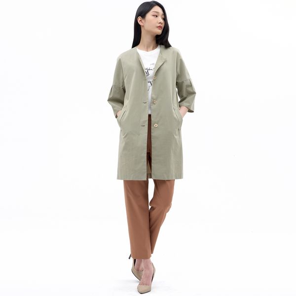 (ジセン) デコラティブボタンラウンドネックコート LCCAN334_KH (ジセン) デコラティブボタンラウンドネックコート LCCAN334_KH