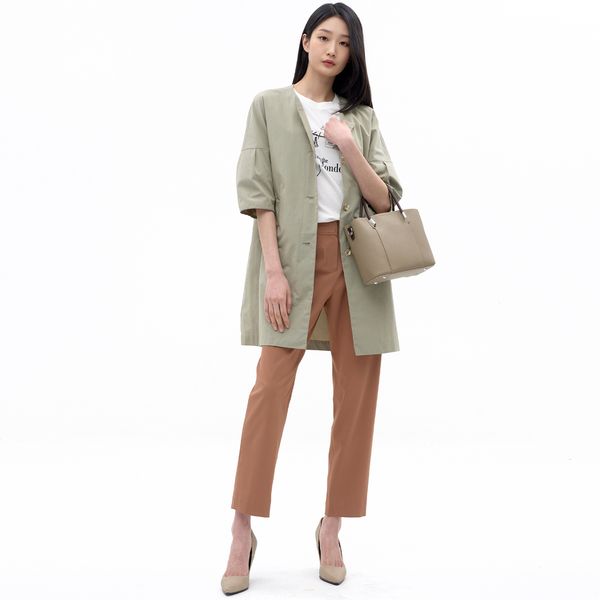 (ジセン) デコラティブボタンラウンドネックコート LCCAN334_KH (ジセン) デコラティブボタンラウンドネックコート LCCAN334_KH