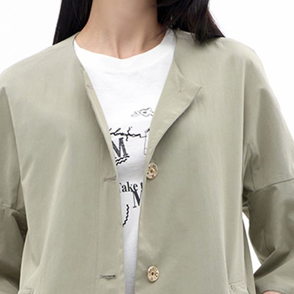 (ジセン) デコラティブボタンラウンドネックコート LCCAN334_KH (ジセン) デコラティブボタンラウンドネックコート LCCAN334_KH