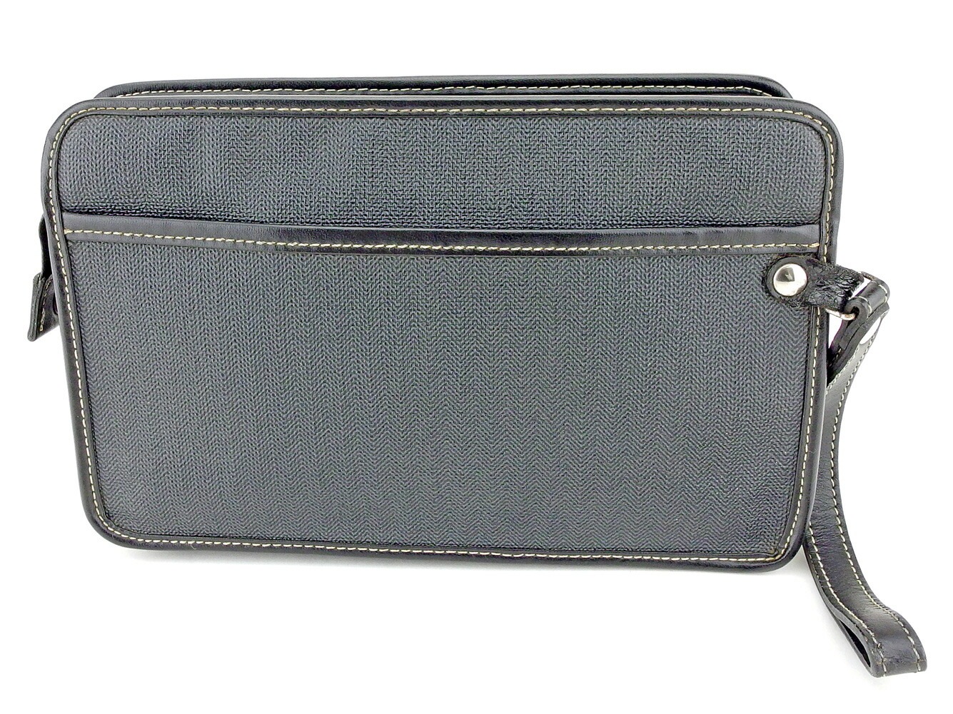 クラッチバッグ セカンドバッグ ヘリンボーン ブラック グレー 灰色 中古