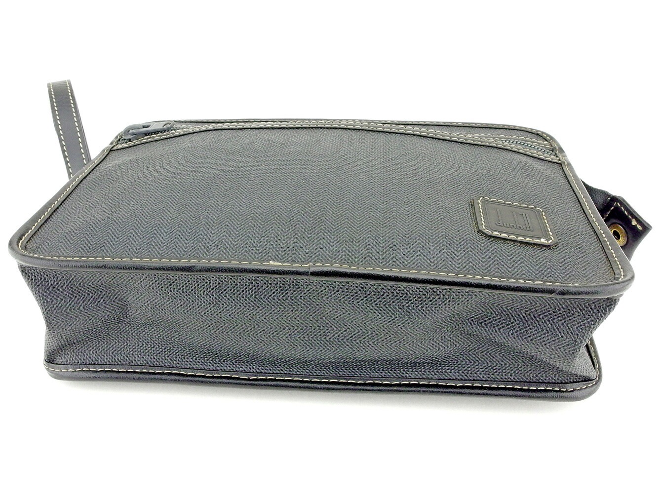 クラッチバッグ セカンドバッグ ヘリンボーン ブラック グレー 灰色 中古