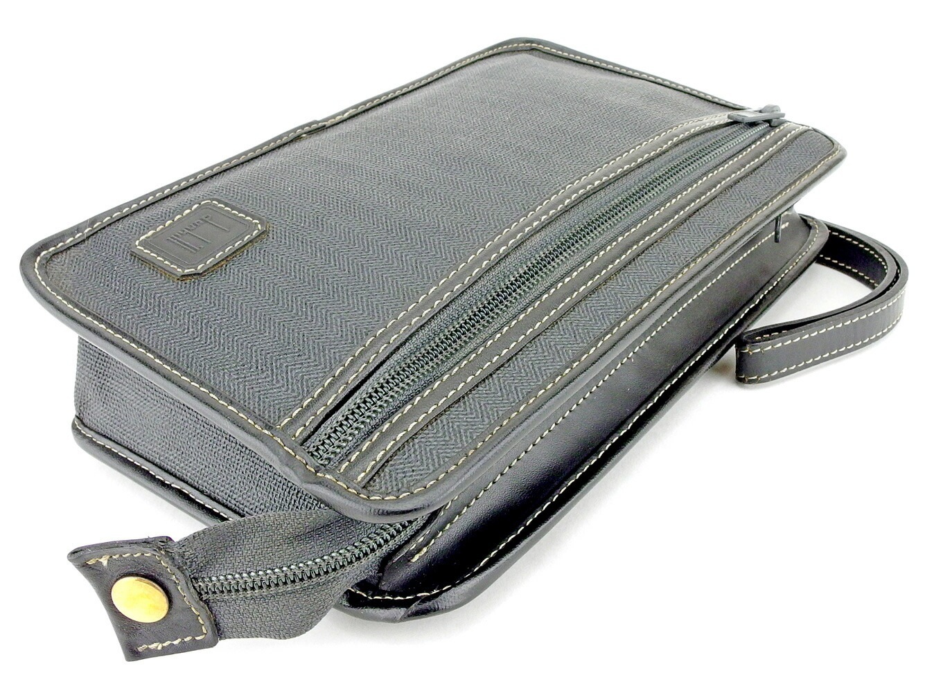 クラッチバッグ セカンドバッグ ヘリンボーン ブラック グレー 灰色 中古