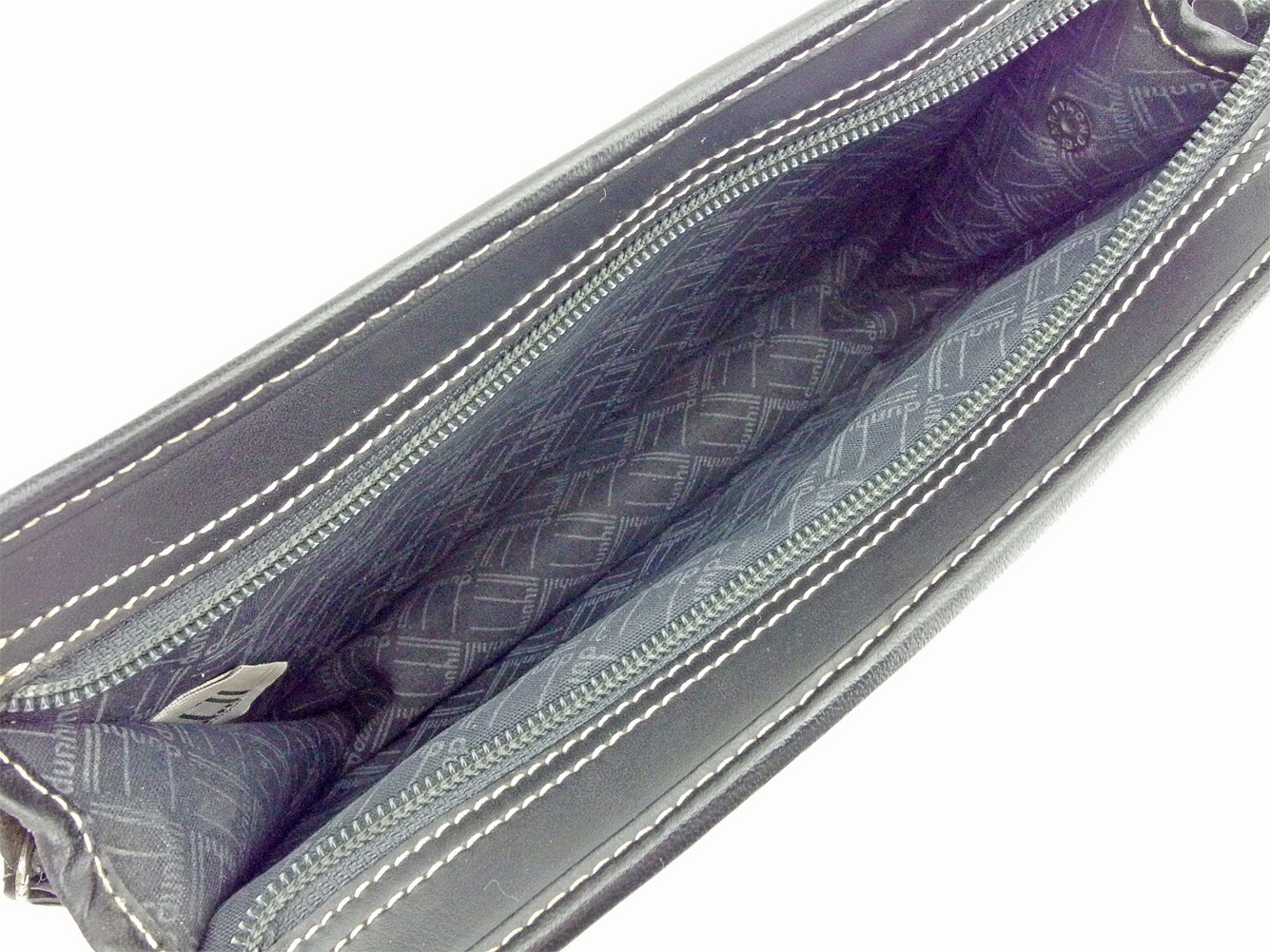 クラッチバッグ セカンドバッグ ヘリンボーン ブラック グレー 灰色 中古