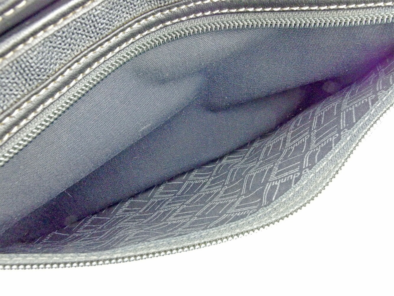 クラッチバッグ セカンドバッグ ヘリンボーン ブラック グレー 灰色 中古