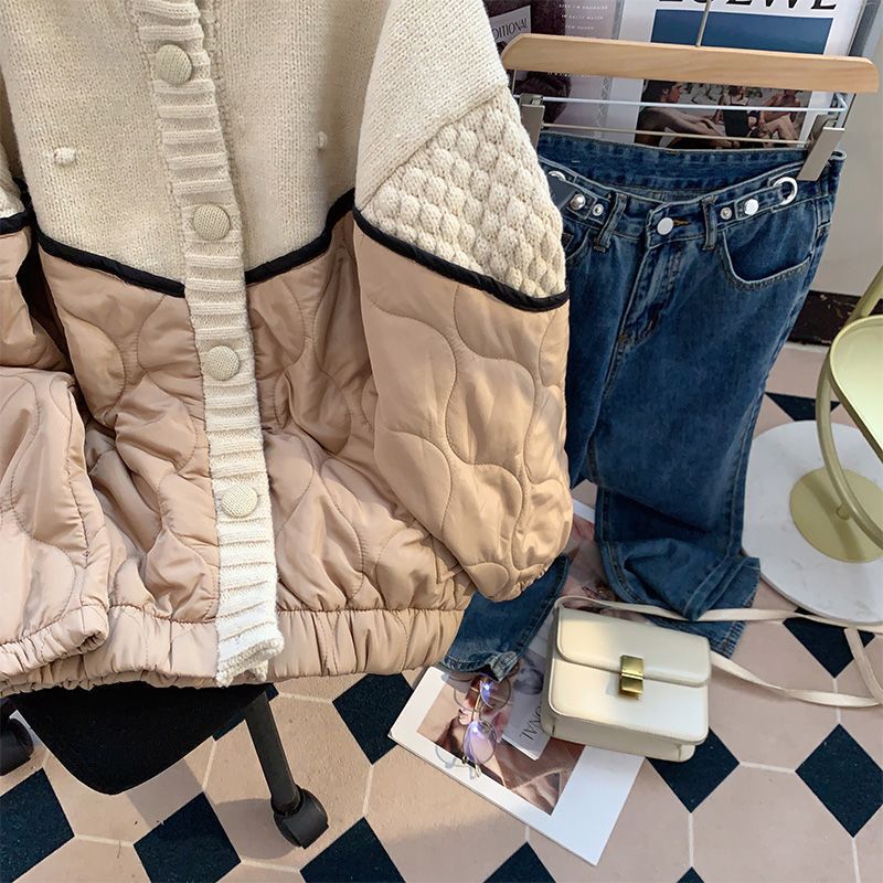 大サイズの女性用スプライスされた綿ジャケット秋と冬の女性のための女性用カーディガンセータージャケットの新しいスタイルのルーズニットセーター 大サイズの女性用スプライスされた綿ジャケット秋と冬の女性のための女性用カーディガンセータージャケットの新しいスタイルのルーズニットセーター