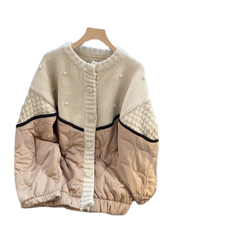 大サイズの女性用スプライスされた綿ジャケット秋と冬の女性のための女性用カーディガンセータージャケットの新しいスタイルのルーズニットセーター 大サイズの女性用スプライスされた綿ジャケット秋と冬の女性のための女性用カーディガンセータージャケットの新しいスタイルのルーズニットセーター