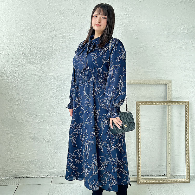 大きいサイズ レディース ワンピース 花柄ボウタイシャツワンピース ワンピ ロングワンピース ロング 長袖 花柄 ボウタイ フリル リボン ウエストゴム フレア 秋新作 春服 秋服 冬服 LL 2L 大きいサイズ レディース ワンピース 花柄ボウタイシャツワンピース ワンピ ロングワンピース ロング 長袖 花柄 ボウタイ フリル リボン ウエストゴム フレア 秋新作 春服 秋服 冬服 LL 2L