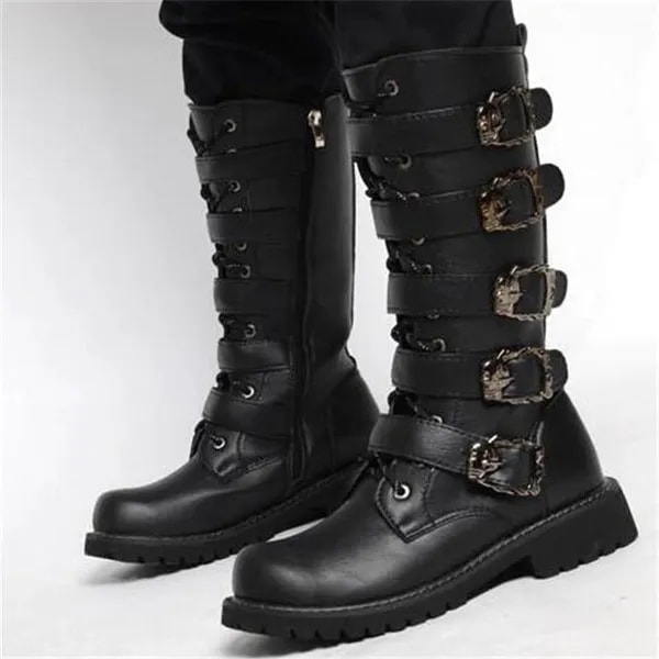 Cool Mens Motorcycle Boots Motorized Shoes Long Range Western Boot Mid-calf Military Combat Boots Go