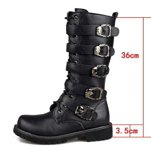 Cool Mens Motorcycle Boots Motorized Shoes Long Range Western Boot Mid-calf Military Combat Boots Go
