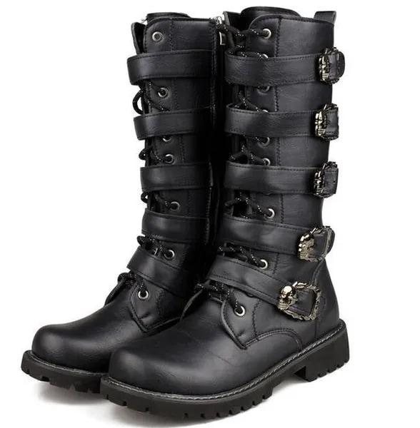 Cool Mens Motorcycle Boots Motorized Shoes Long Range Western Boot Mid-calf Military Combat Boots Go