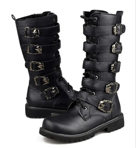 Cool Mens Motorcycle Boots Motorized Shoes Long Range Western Boot Mid-calf Military Combat Boots Go